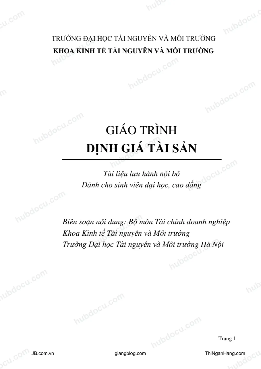 Giáo trình định giá tài sản