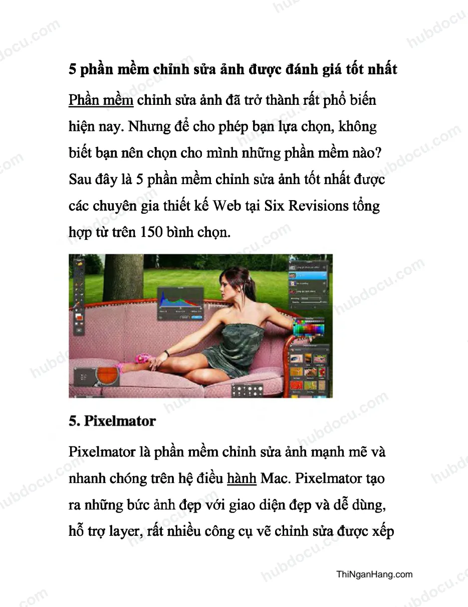 5 phần mềm chỉnh sửa ảnh được đánh giá tốt nhất