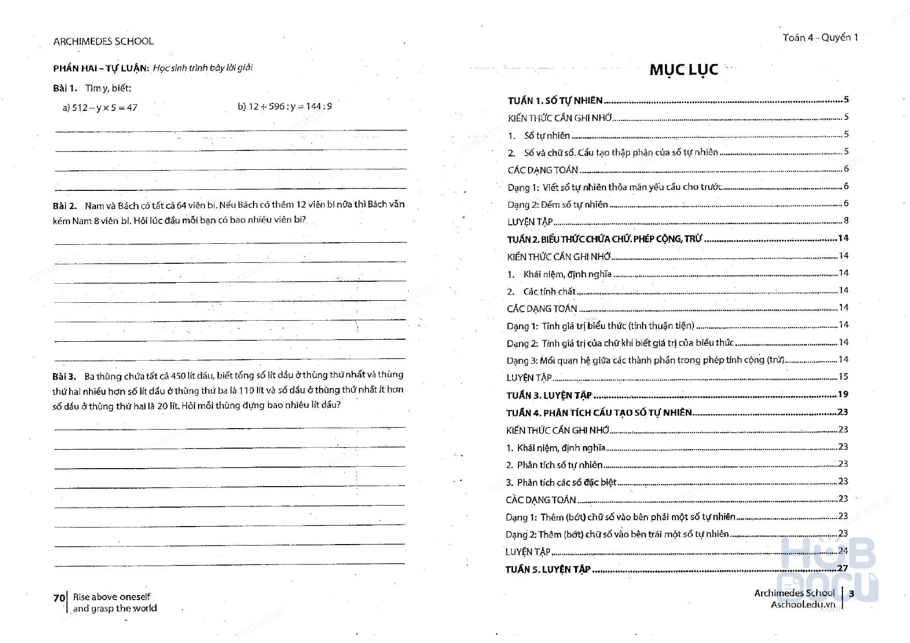 Toán Lớp 4 (Quyển 1) - Archimedes Books