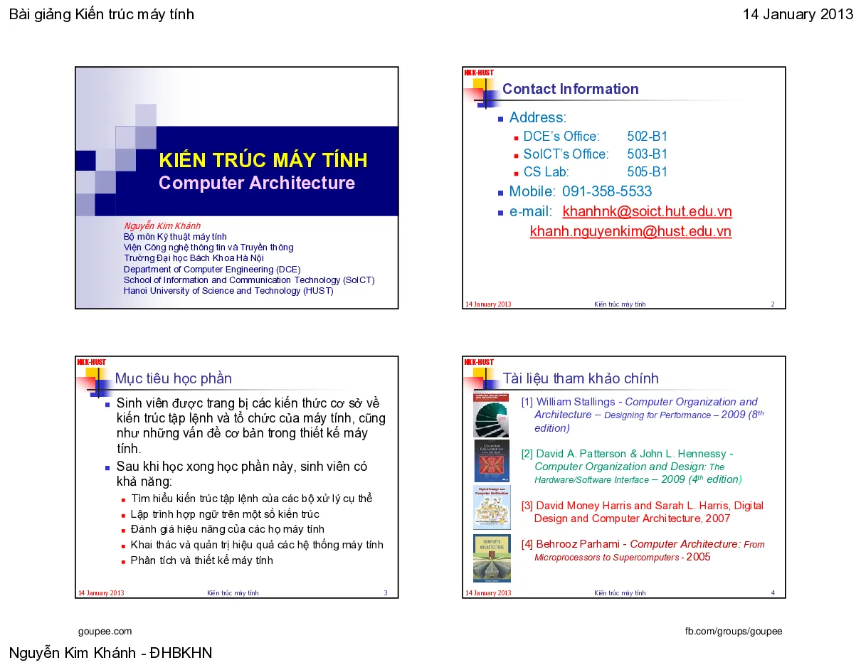Slide Kiến trúc máy tính - GV. Nguyễn Kim Khánh (HUST)