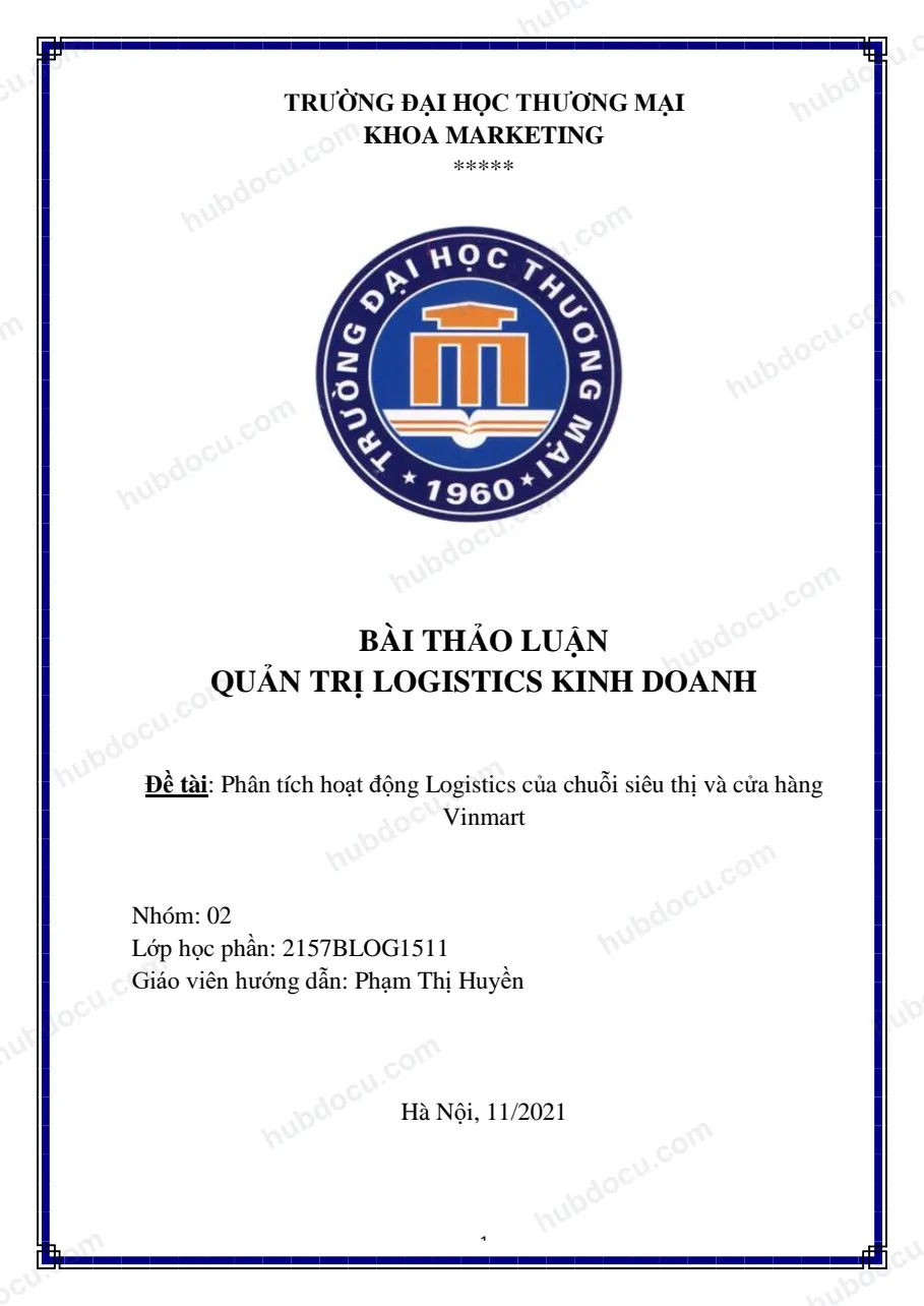 Phân tích hoạt động Logistics của chuỗi siêu thị và cửa hàng Vinmart