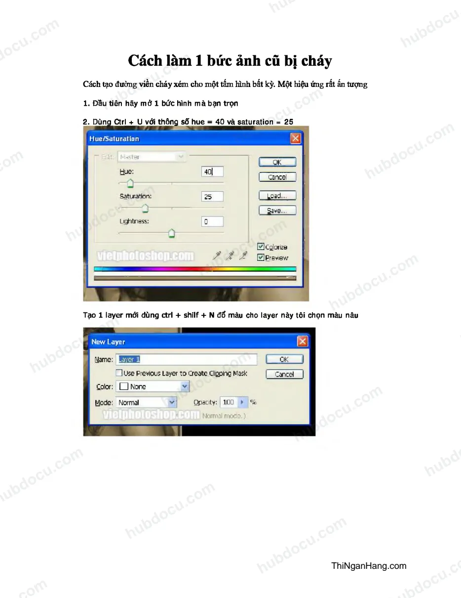 Photoshop - Cách làm 1 bức ảnh cũ bị cháy