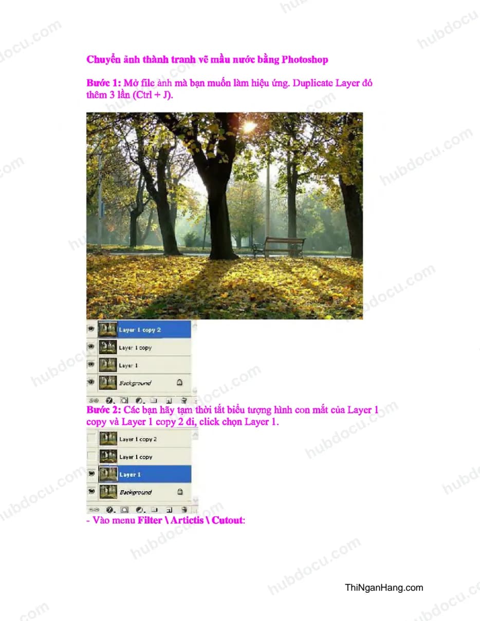 Chuyển ảnh thành tranh vẽ mầu nước bằng Photoshop