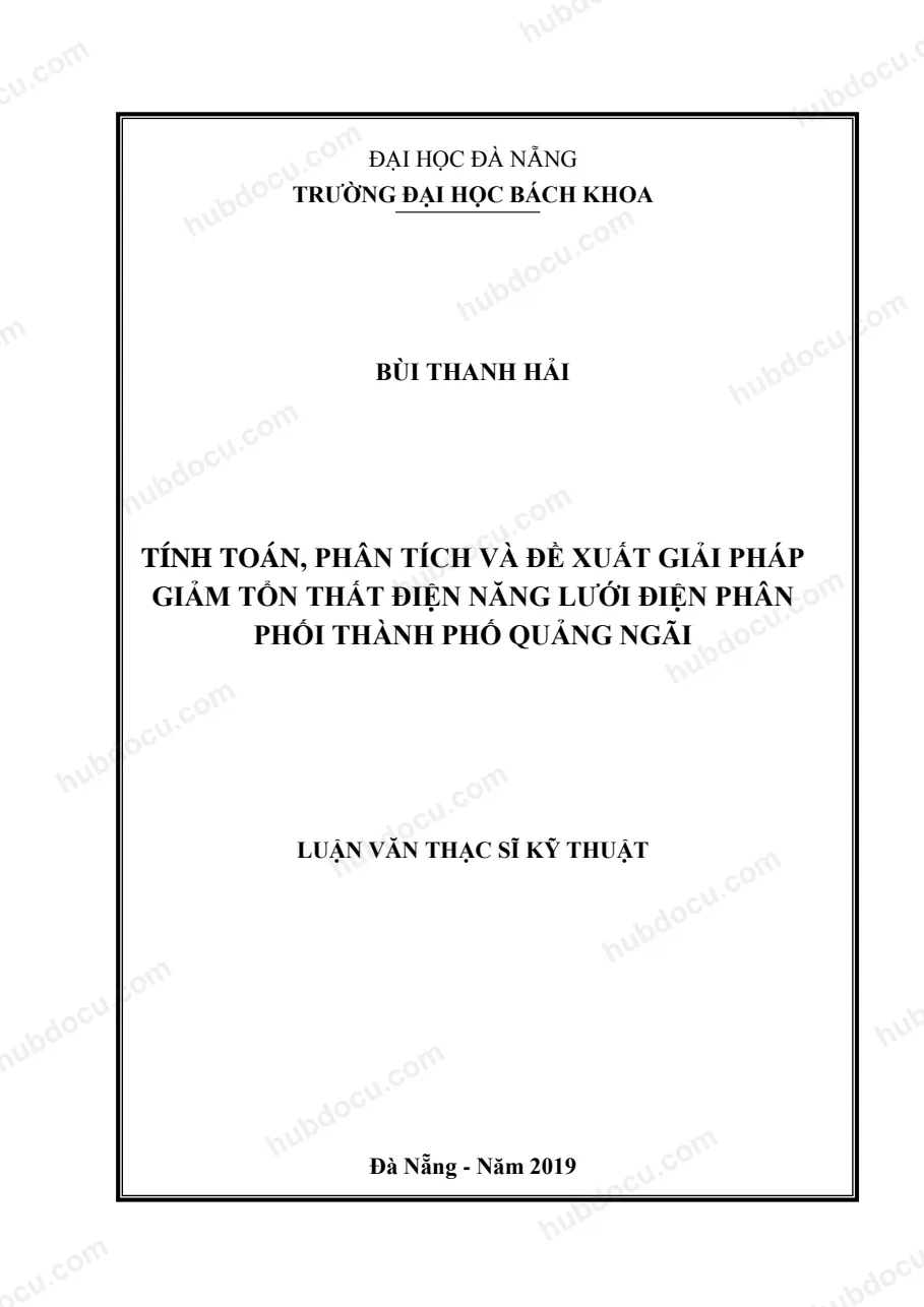Luận văn thạc sĩ_ Tính toán, phân tích và đề xuất giải pháp giảm tổn thất điện năng lưới điện phân phối