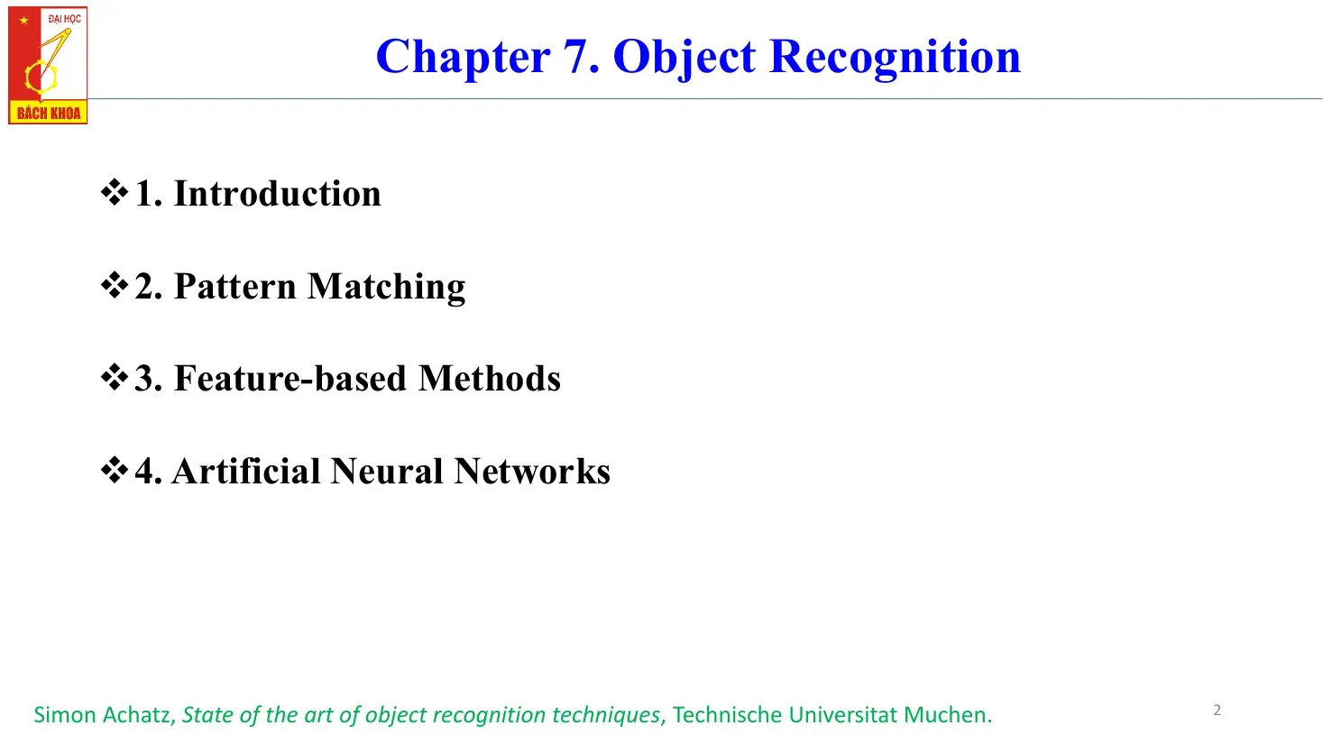 Object Recognition - Nhận dạng đối tượng (Chapter 7)
