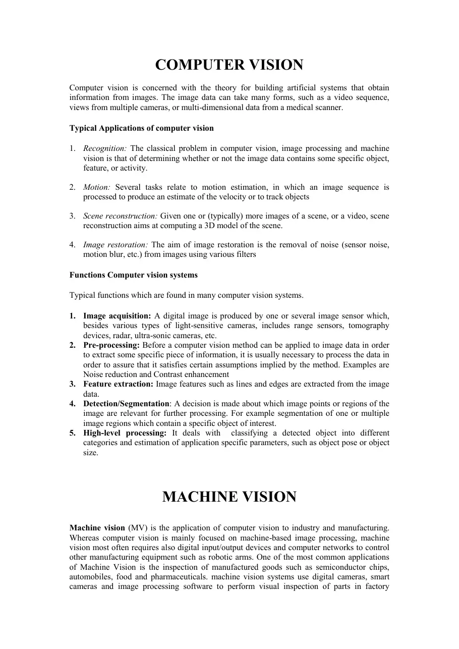 Computer & Machine Vision (Thị giác máy tính và thị giác máy)