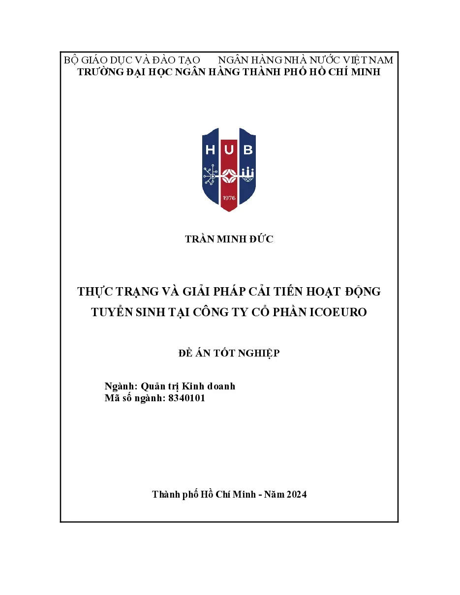 Đề án Thực trạng và giải pháp cải tiến hoạt động tuyển sinh tại Công ty CP ICOEURO - TG.Trần Minh Đức
