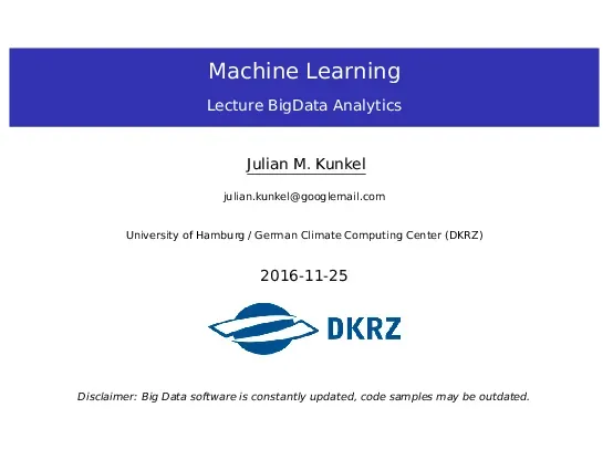Machine Learning (06) - Big Data Analytics - Julian M. Kunkel