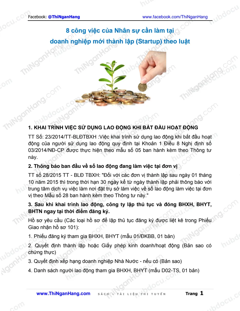 8 việc nhân sự cần làm tại doanh nghiệp mới (Start-up) theo luật