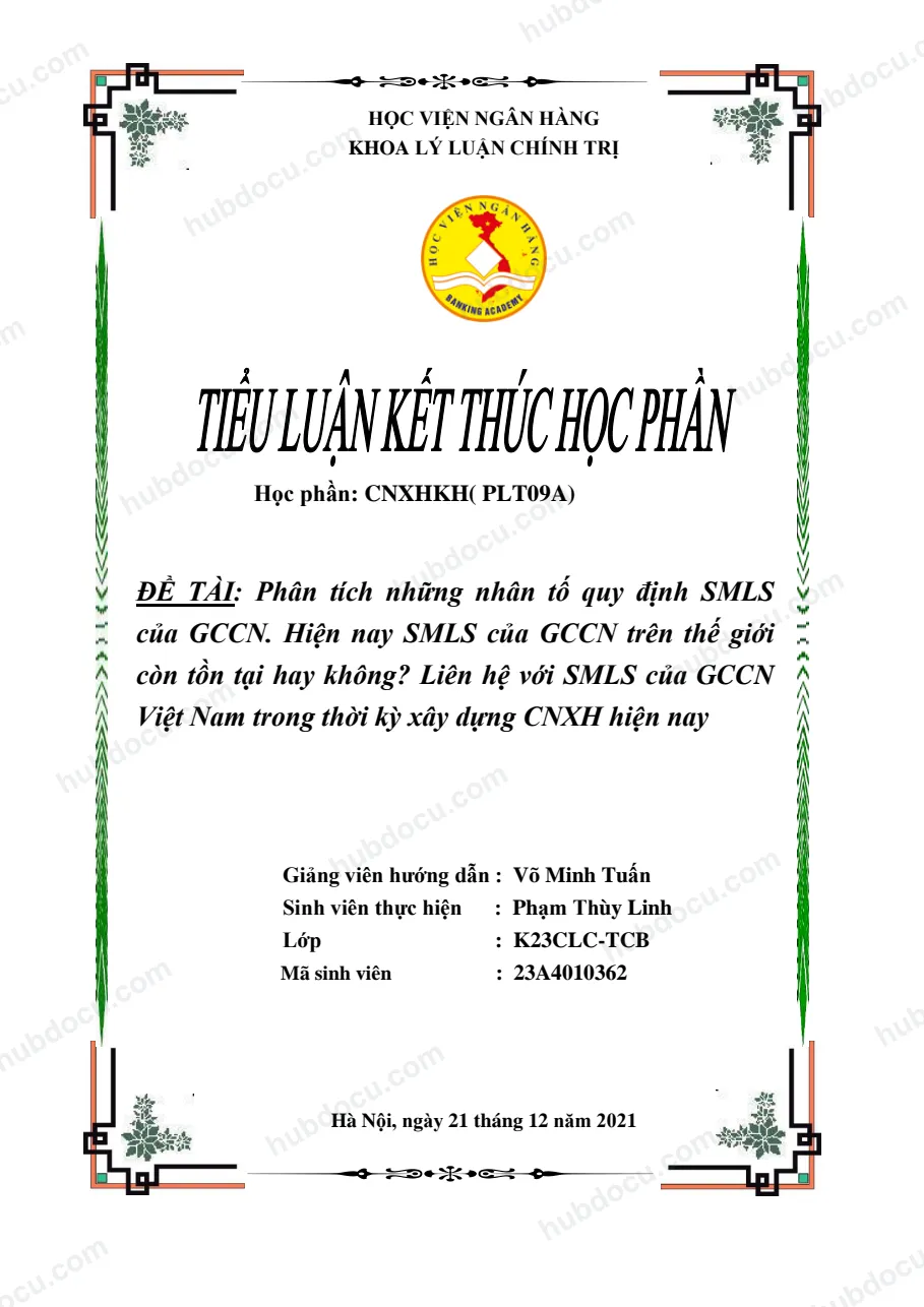 Tiểu luận - Phân tích nhân tố quy định SMLS của GCCN