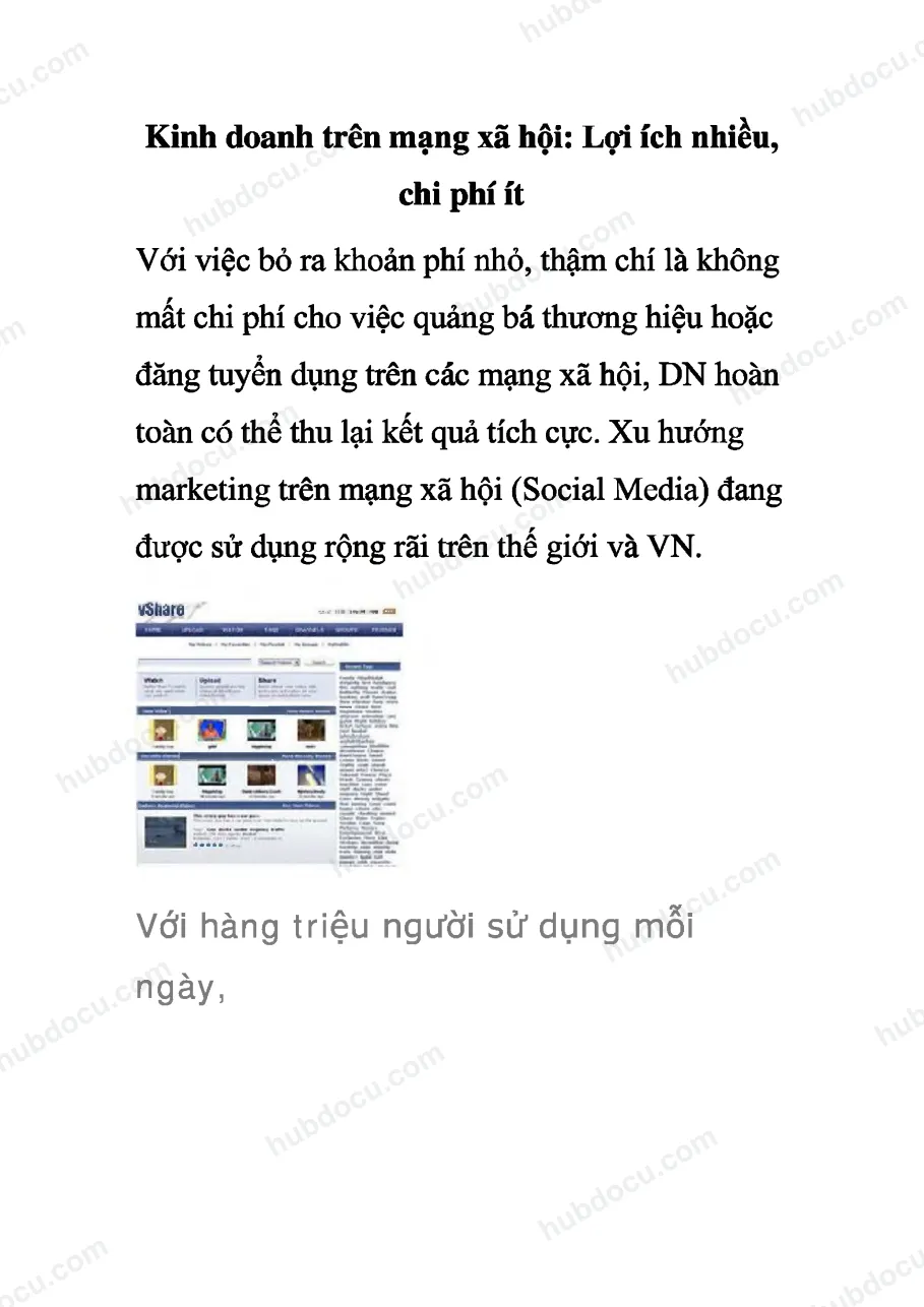 Kinh doanh trên mạng xã hội - Lợi ích nhiều, Chi phí ít