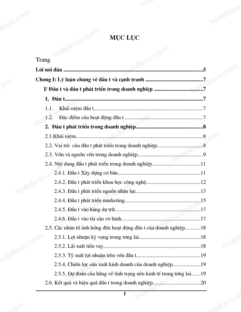 Khoá luận_ Đầu tư nâng cao năng lực cạnh tranh của Tổng Cty Xây dựng Thăng Long