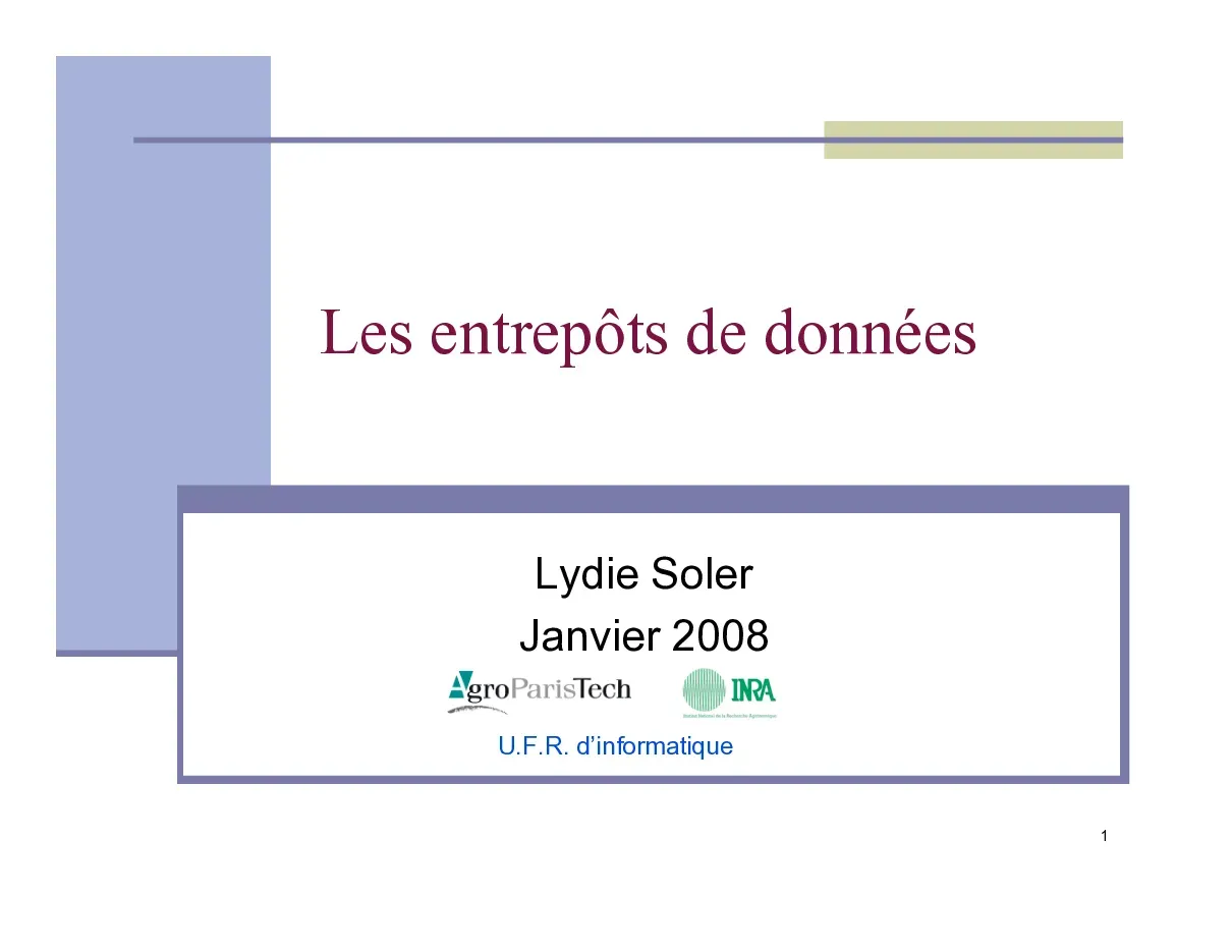 Les entrepôts de données - Kiến trúc kho dữ liệu (Tiếng Pháp)