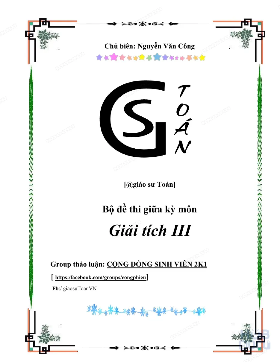 Giải đề thi giữa kỳ Giải tích 3 (Scan) (GS Toán - Nguyễn Văn Công)