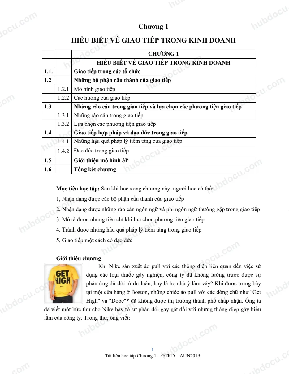 Giáo trình - chương 1 - Giao tiếp trong kinh doanh