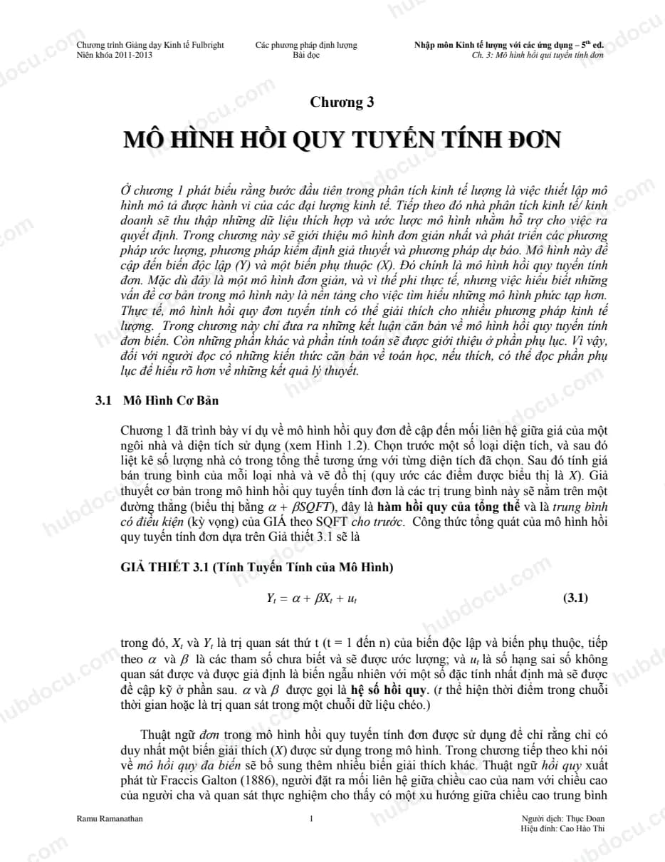 Chương 3. Mô hình hồi quy tuyến tính đơn - Full Bright