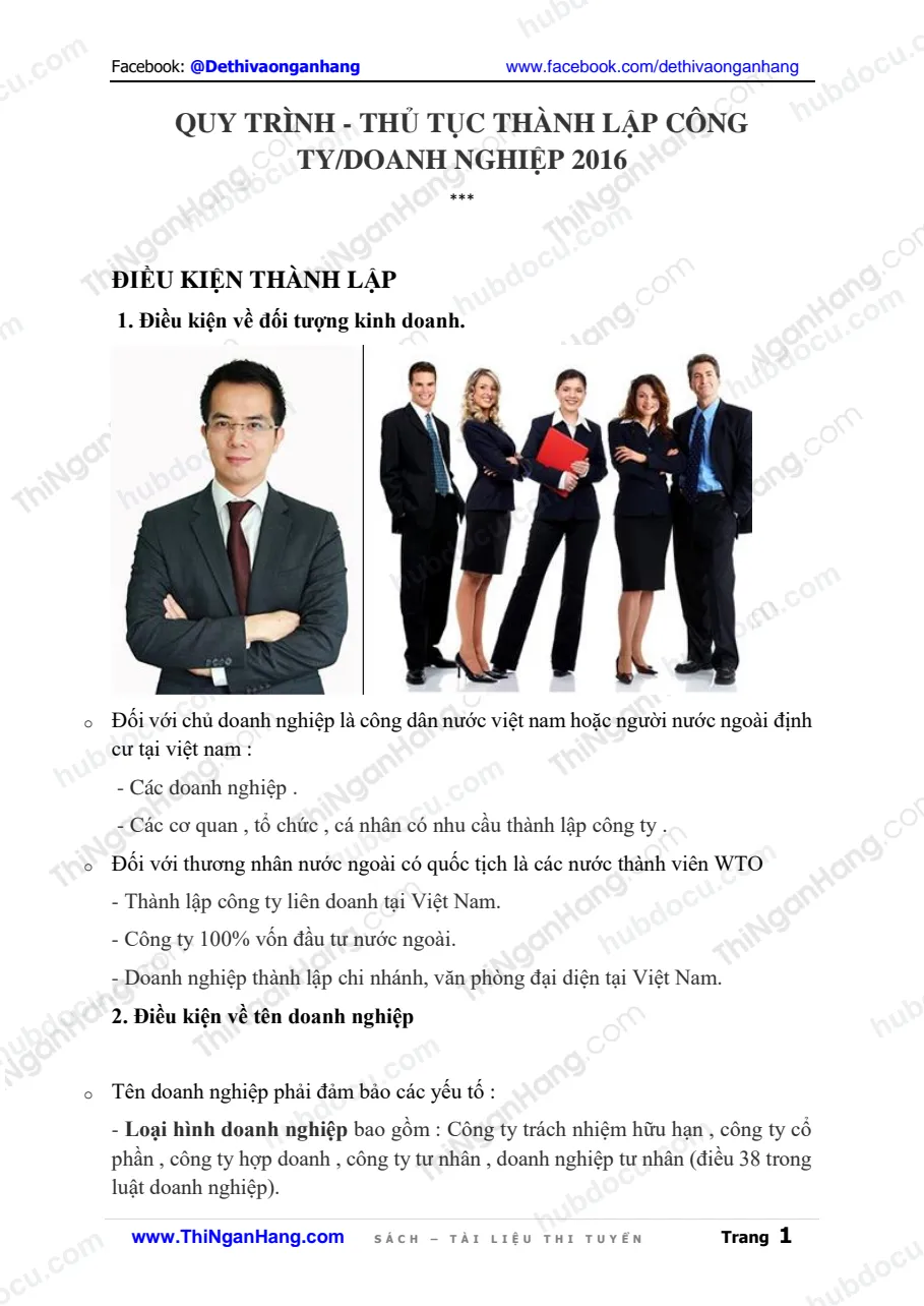 Quy trình thành lập công ty-doanh nghiệp năm 2016