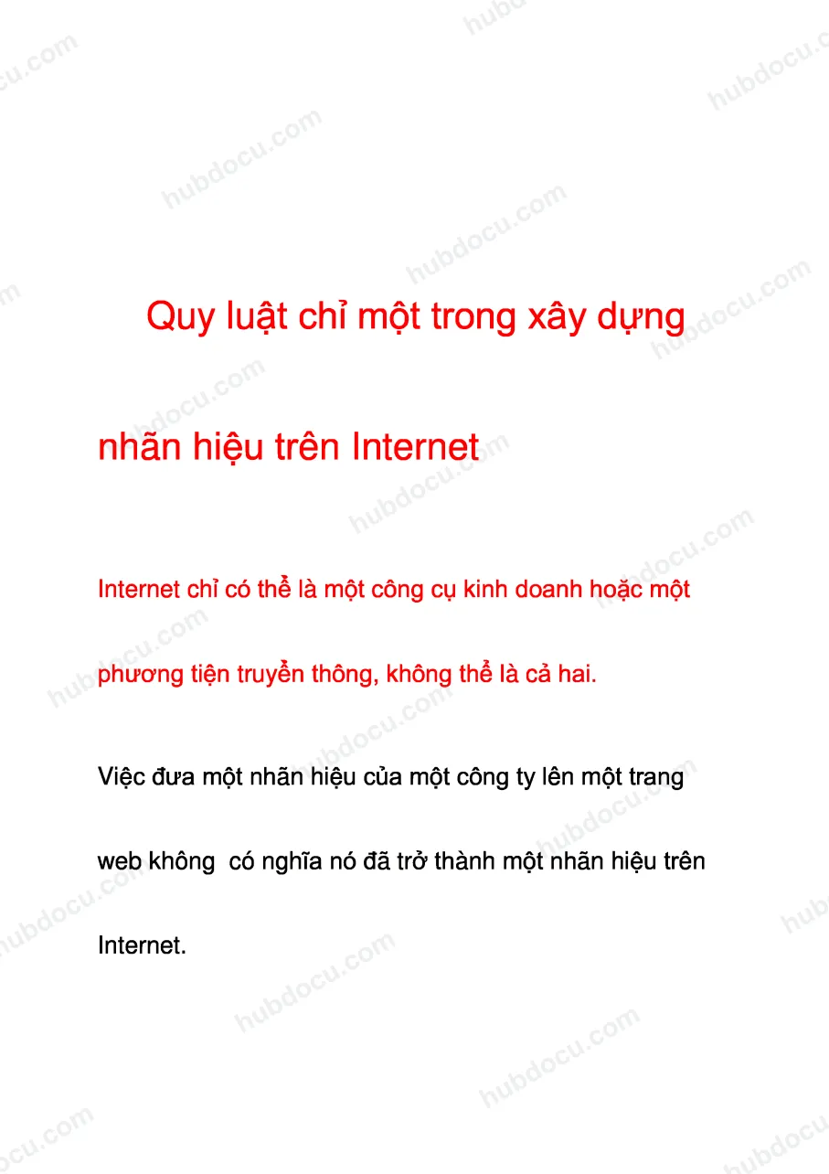 Quy luật CHỈ MỘT trong xây dựng thương hiệu trên Internet