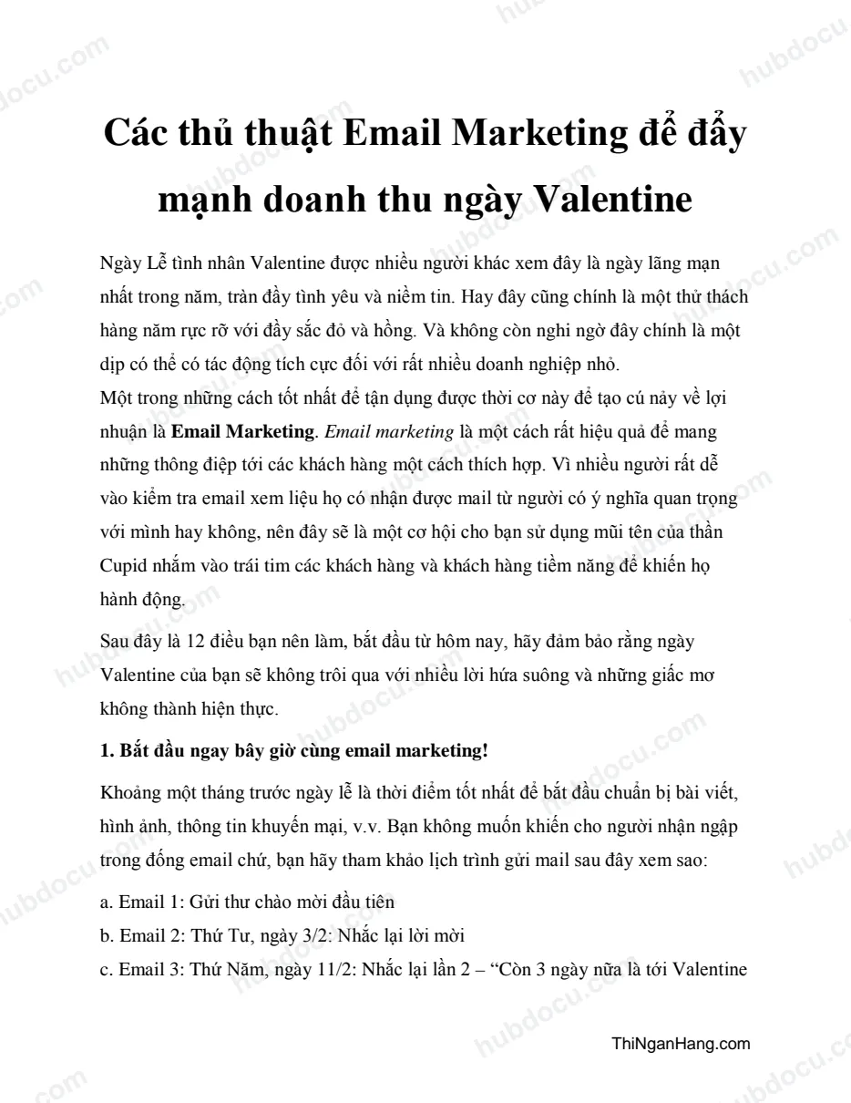 Thủ thuật Email Marketing để tăng doanh thu ngày Valentine
