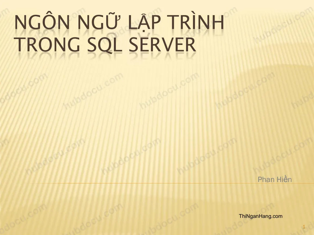 Ngôn ngữ lập trình trong SQL server