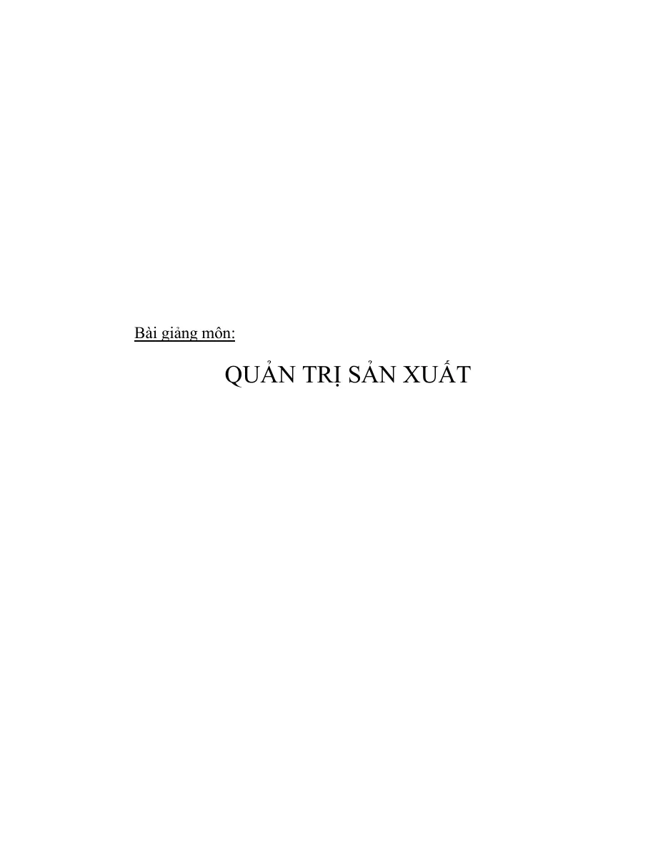 Quản trị sản xuất (Chương 1)