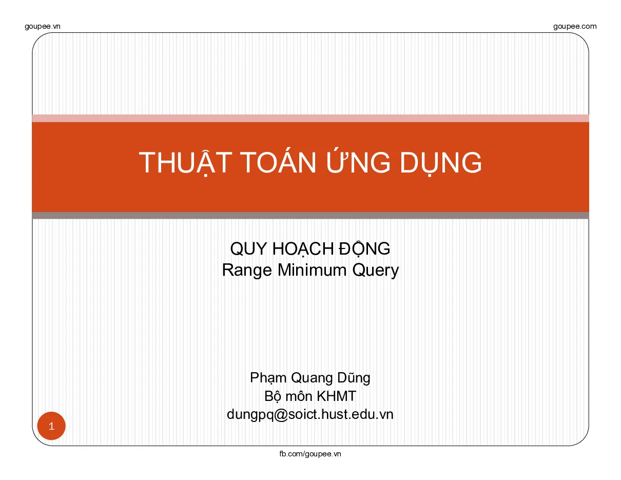 Applied Algorithms - Chapter 5.2 (HUST) Thầy Phạm Quang Dũng