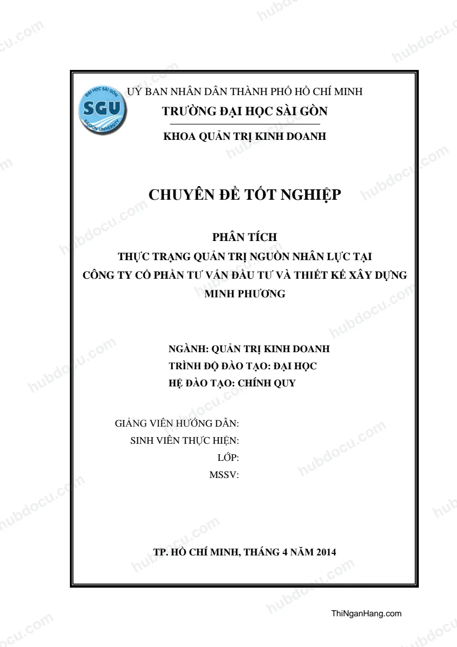 Thực trạng Quản trị nguồn nhân lực tại CTCP Tư vấn Đầu tư và Thiết kế xây dựng Minh Phương