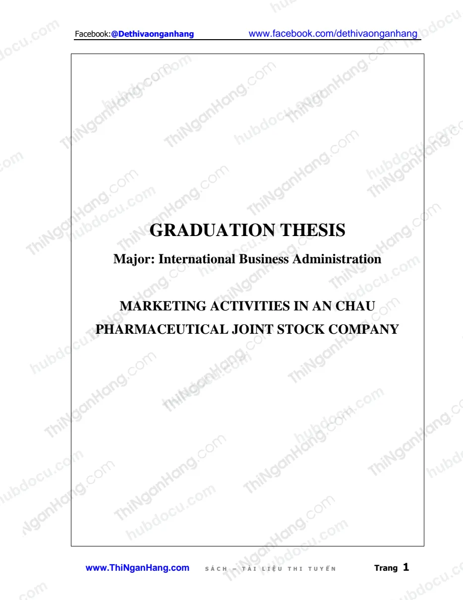 Khóa luận - Marketing activities in An Chau pharmaceutical joint stock company
