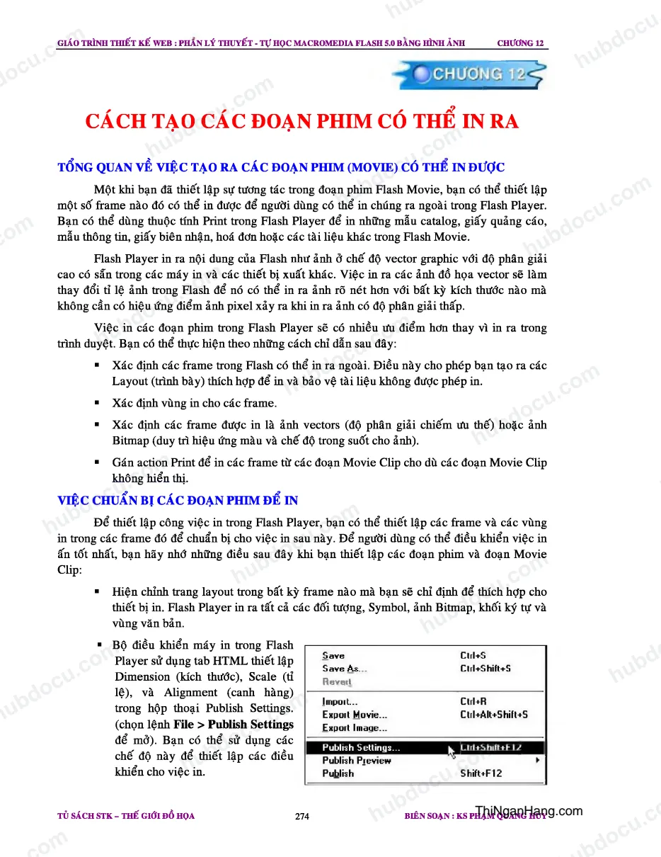 Cách tạo các đoạn phim có thể in ra