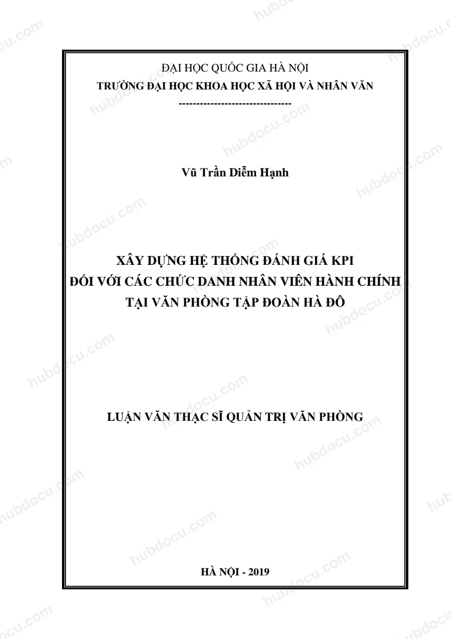 Luận văn thạc sĩ quản trị văn phòng - xây dựng hệ thống đánh giá KPI