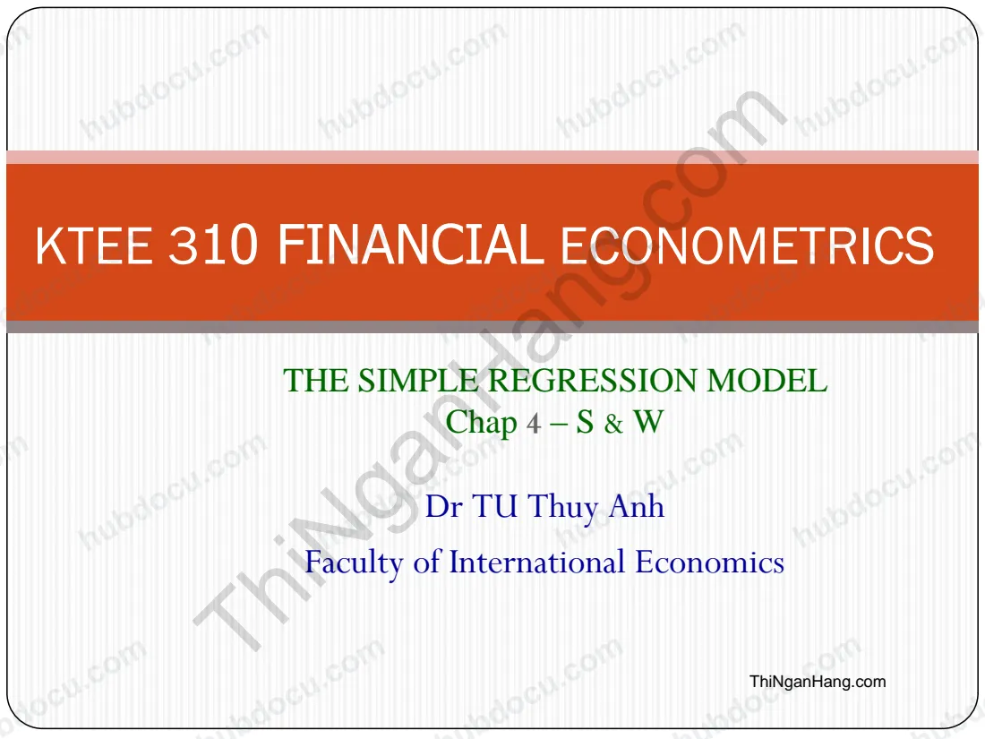 Slide Kinh tế lượng: Lecture 2 - Simple Regression Model