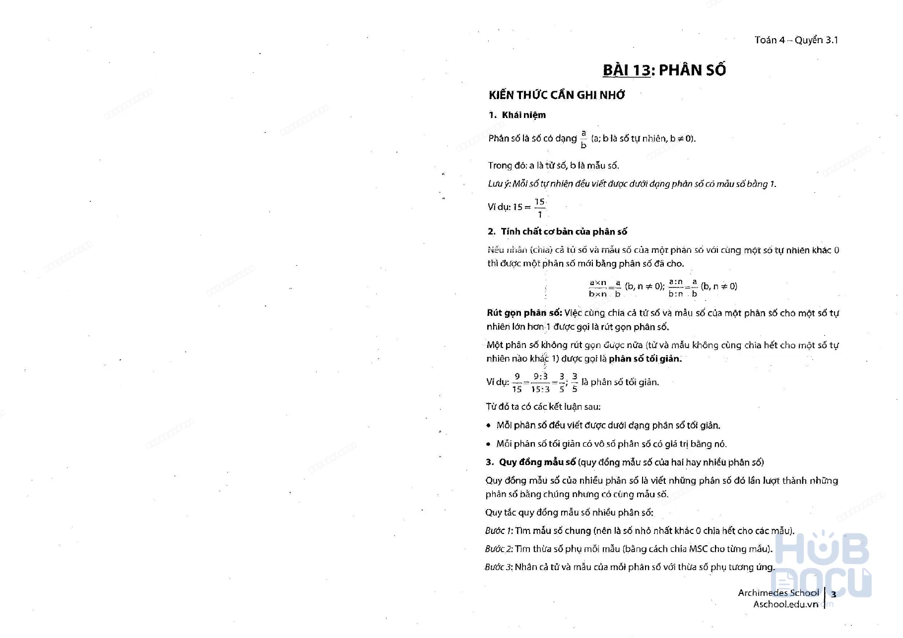 Toán Lớp 4 (Quyển 3) - Archimedes Books
