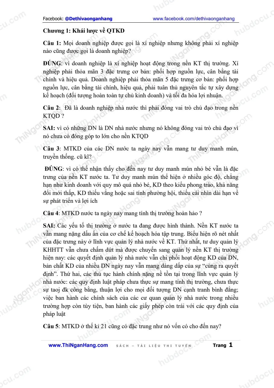 Trắc nghiệm Đúng - Sai Quản trị kinh doanh (kèm Đáp án và Giải thích)