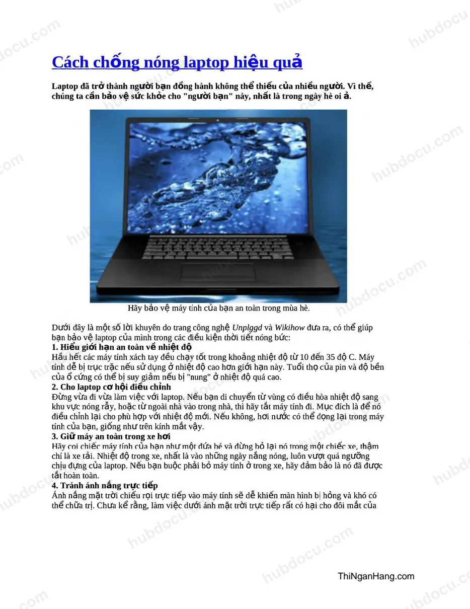 Cách chống nóng laptop hiệu quả