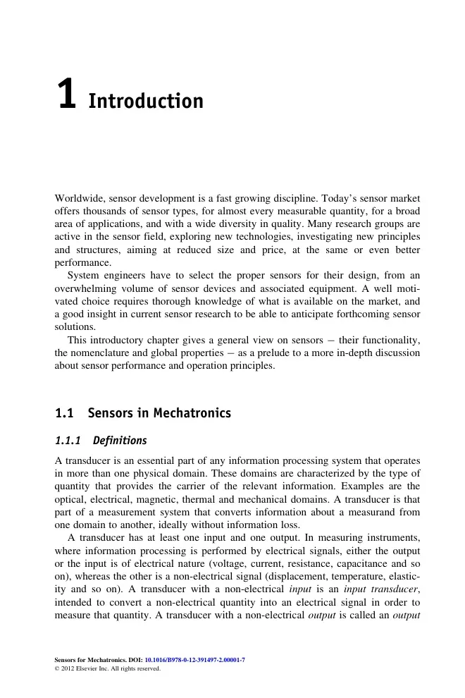 Sensors for Mechatronics (Chapter 1) (Cảm biến trong Cơ điện tử) - P.P.L. Regtien