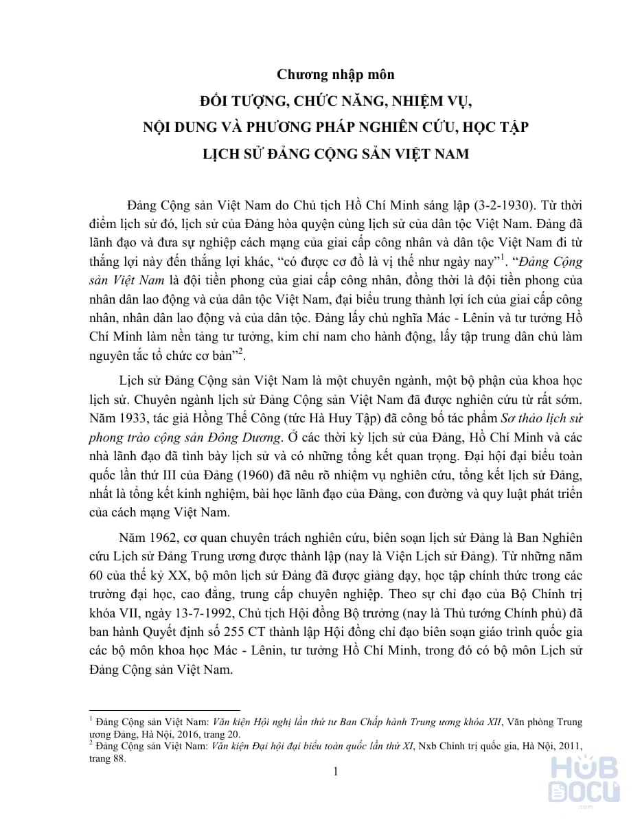 (Dự thảo) Giáo trình Lịch sử ĐCSVN mới