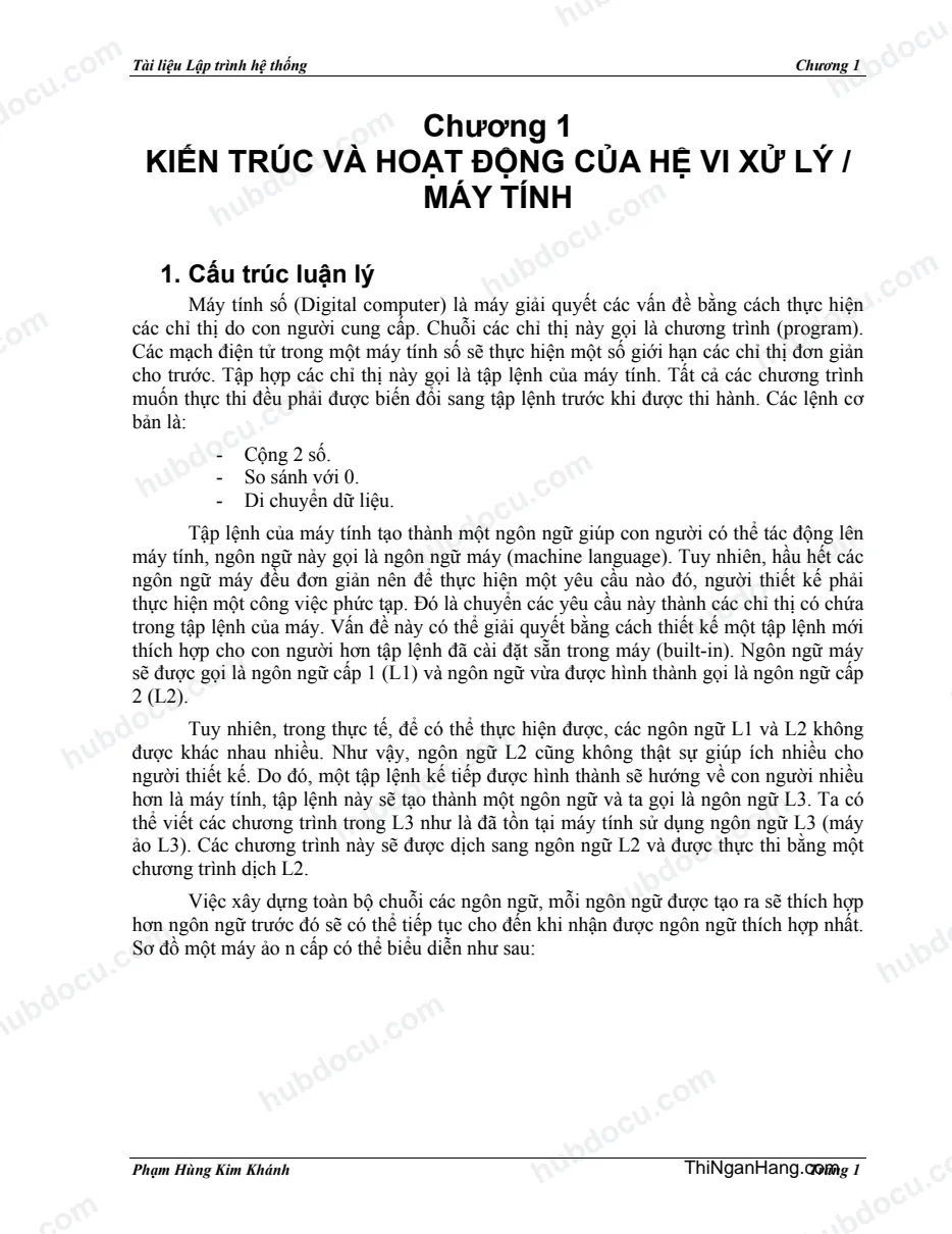 Kiến trúc và hoạt động của Hệ vi xử lý máy tính