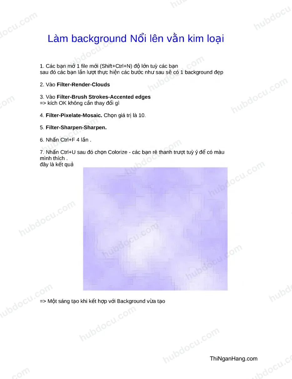 Làm background nổi lên vằn kim loại
