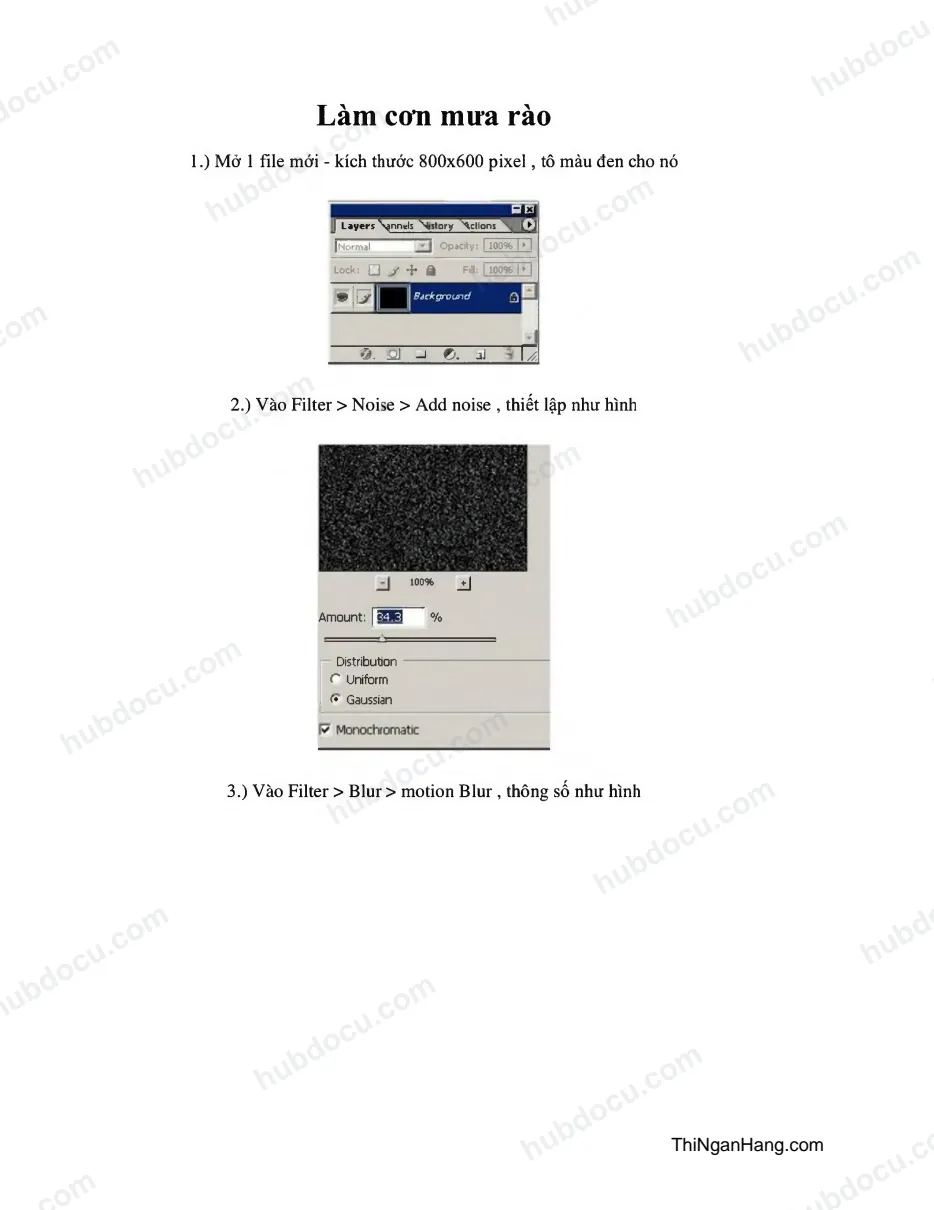 Photoshop - Làm cơn mưa rào