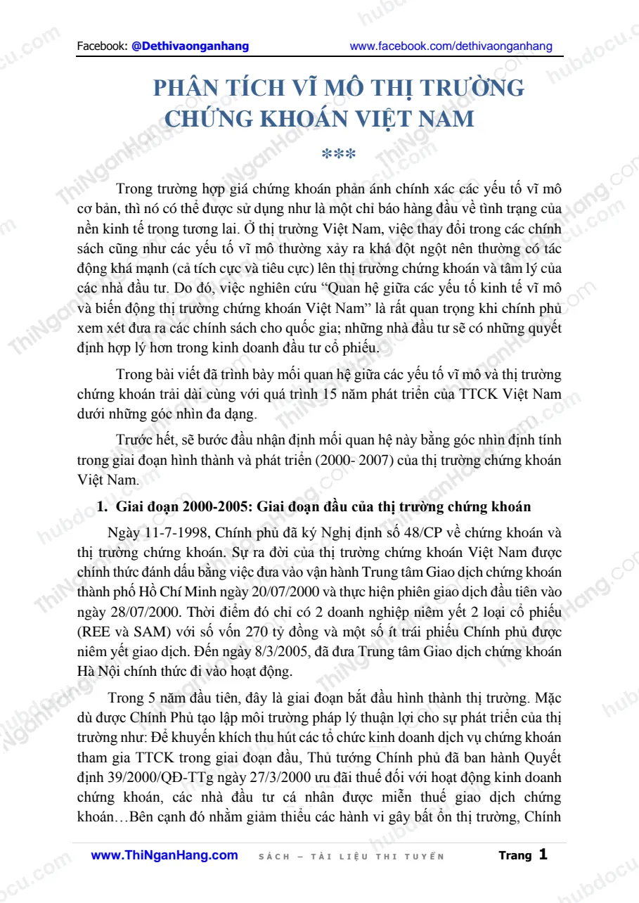 Phân tích vĩ mô Thị trường chứng khoán Việt Nam