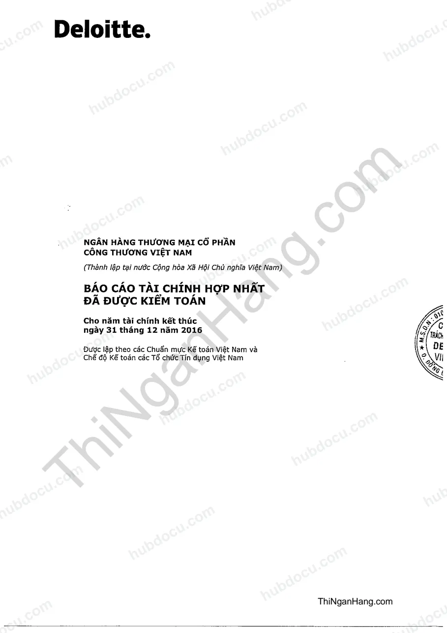 Báo cáo tài chính hợp nhất ngân hàng Vietinbank năm 2016