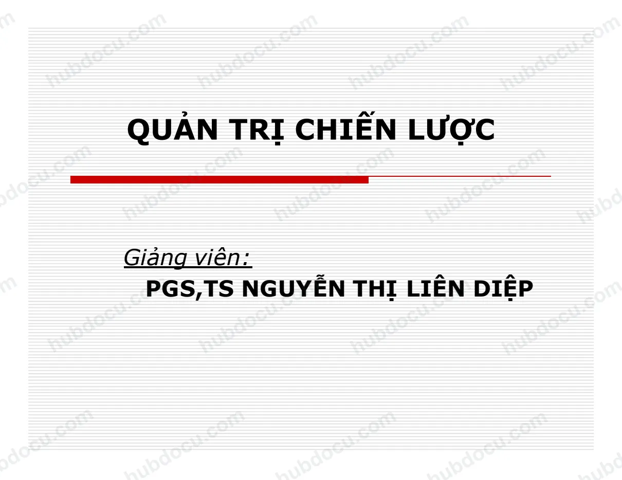 Nhập môn Quản trị chiến lược - Nguyễn Thị Liên Diệp