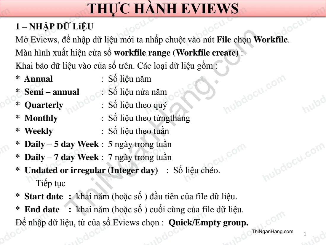 Các kĩ thuật cơ bản trong Eviews