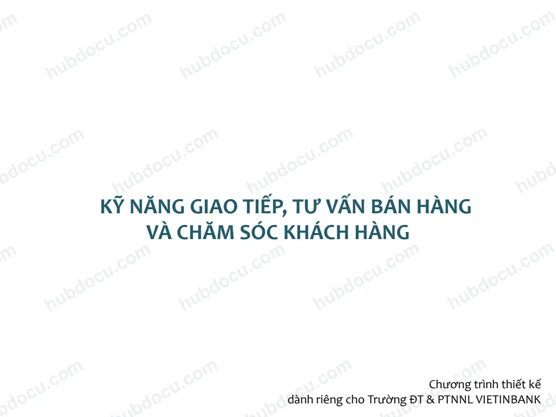 Kỹ năng giao tiếp, tư vấn và chăm sóc khách hàng - Tài liệu đào tạo Saler Vietinbank