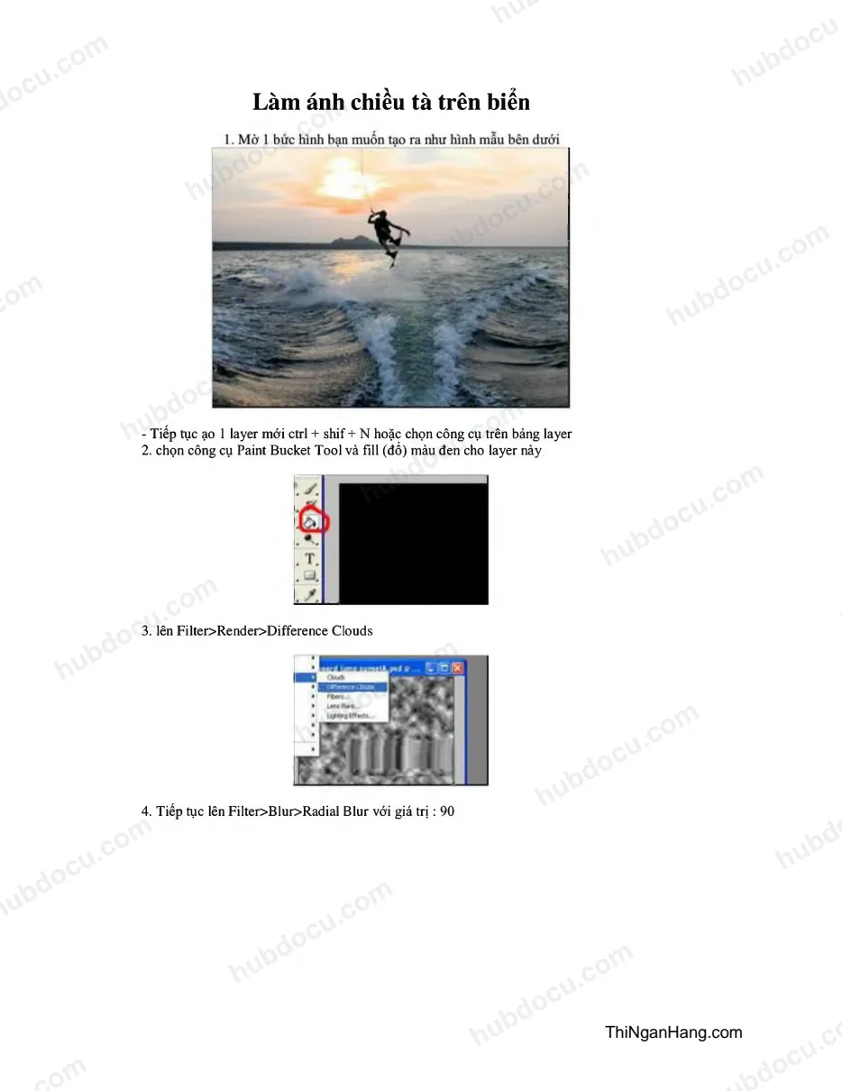 Photoshop - Làm ánh chiều tà trên biển