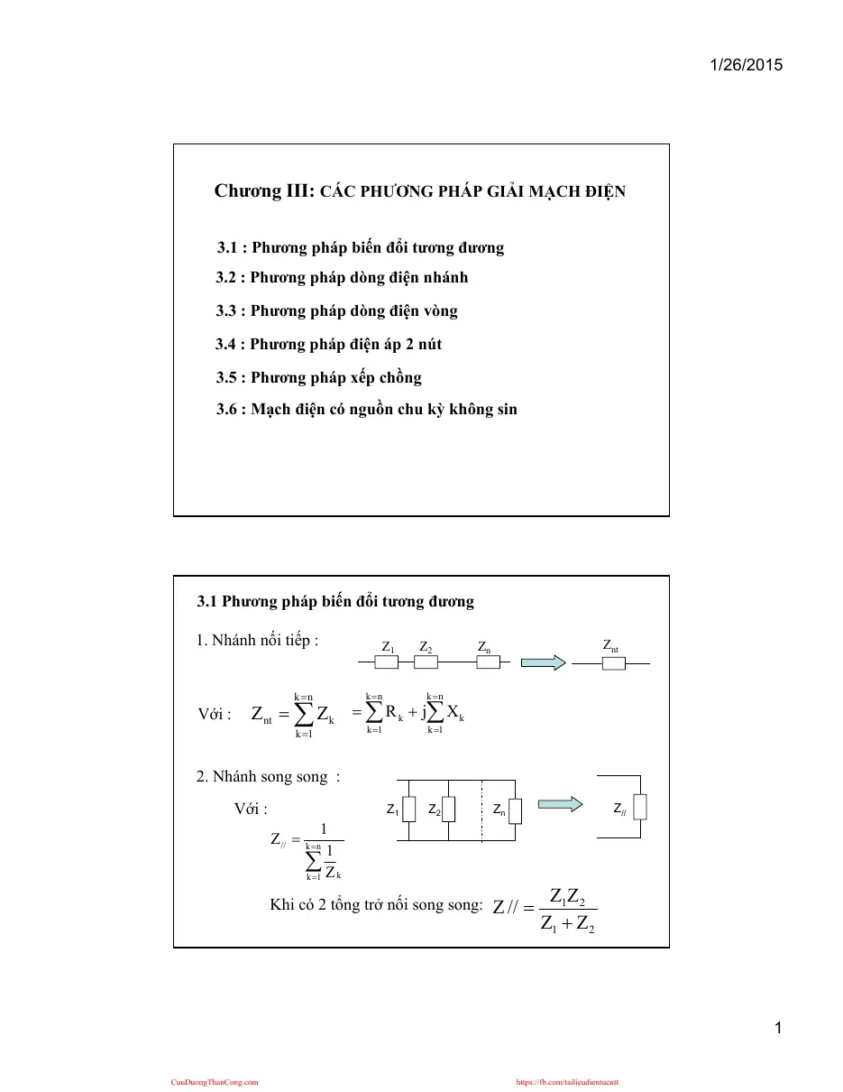 Chương III: Các phương pháp giải mạch điện (Chương III)
