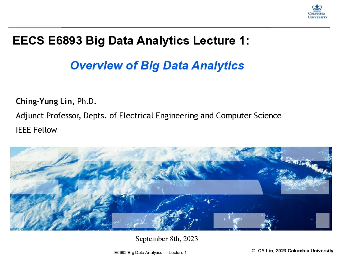Big Data Analytics - Phân tích dữ liệu lớn (Lecture 1)