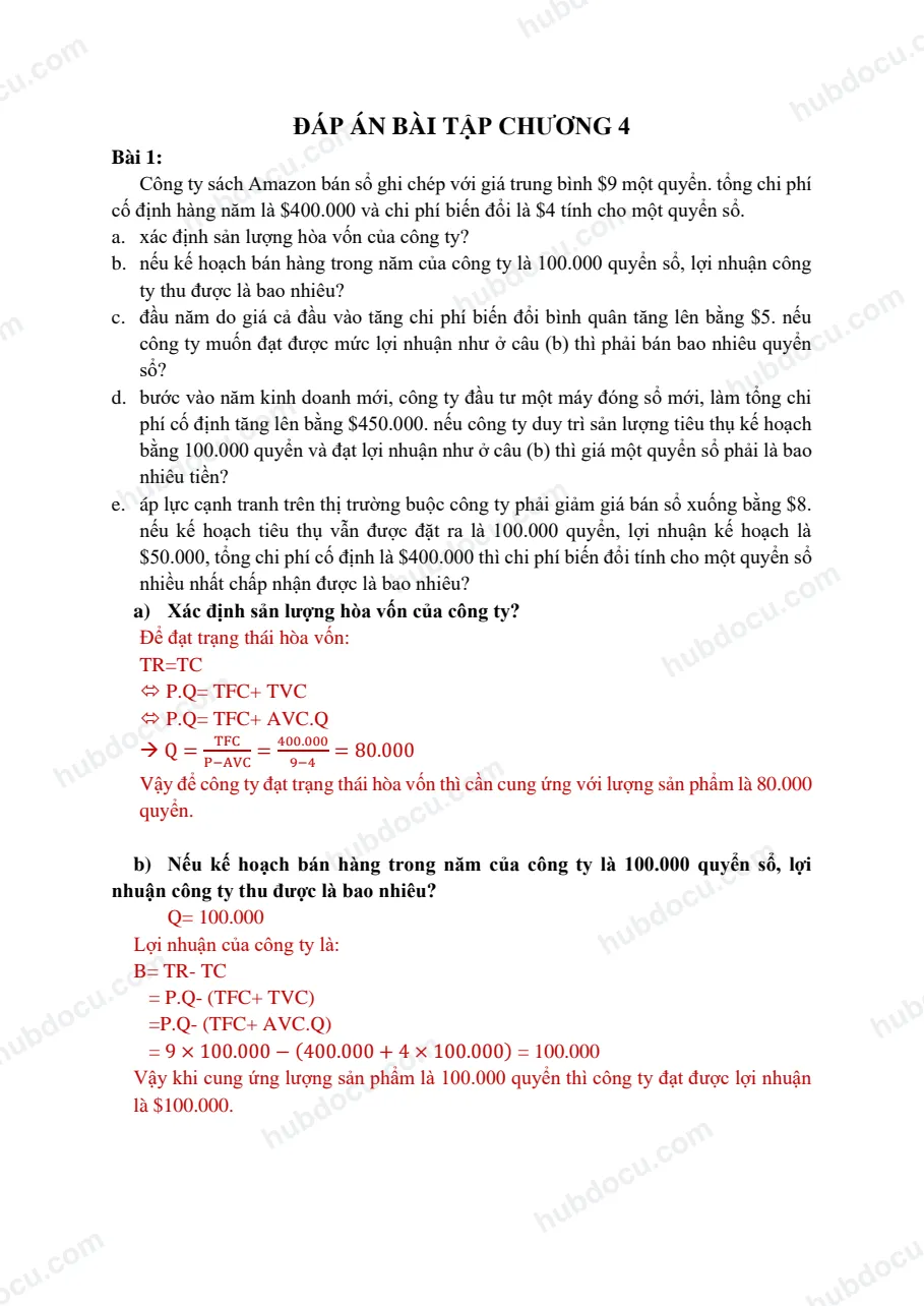 Bài tập Kinh tế vĩ mô HUST - chương 4 (kèm đáp án)