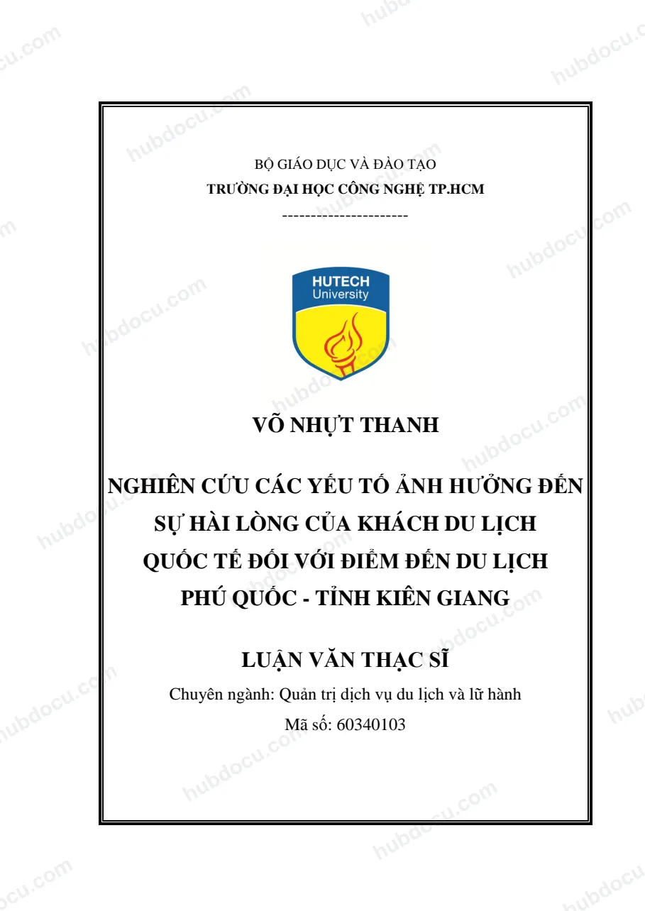 Luận văn thạc sĩ du lịch về nghiên cứu các yếu tốt ảnh hưởng đến sự hài lòng