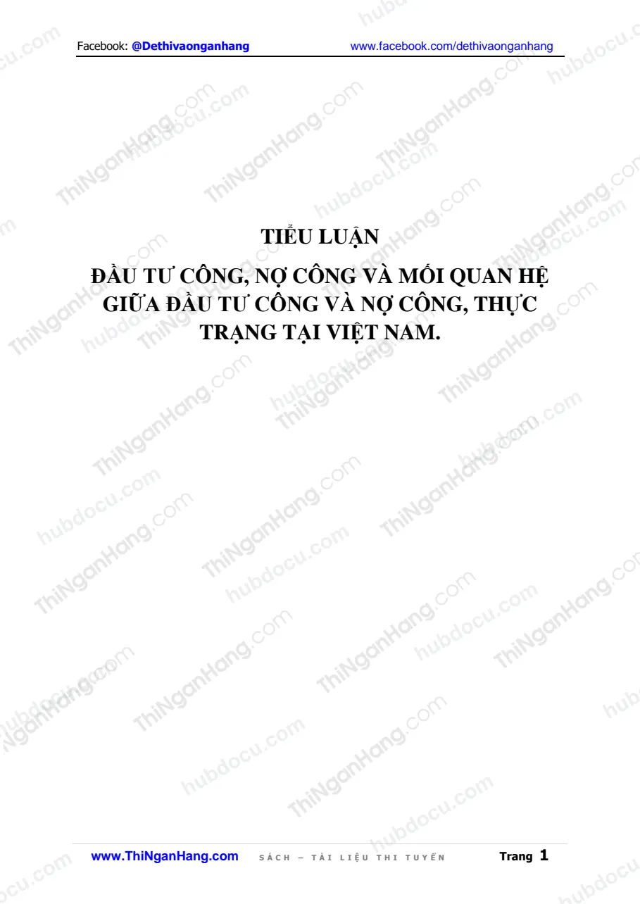 Tiểu luận - Đầu tư công, nợ công, Mối quan hệ giữa chúng và thực tiễn Việt Nam